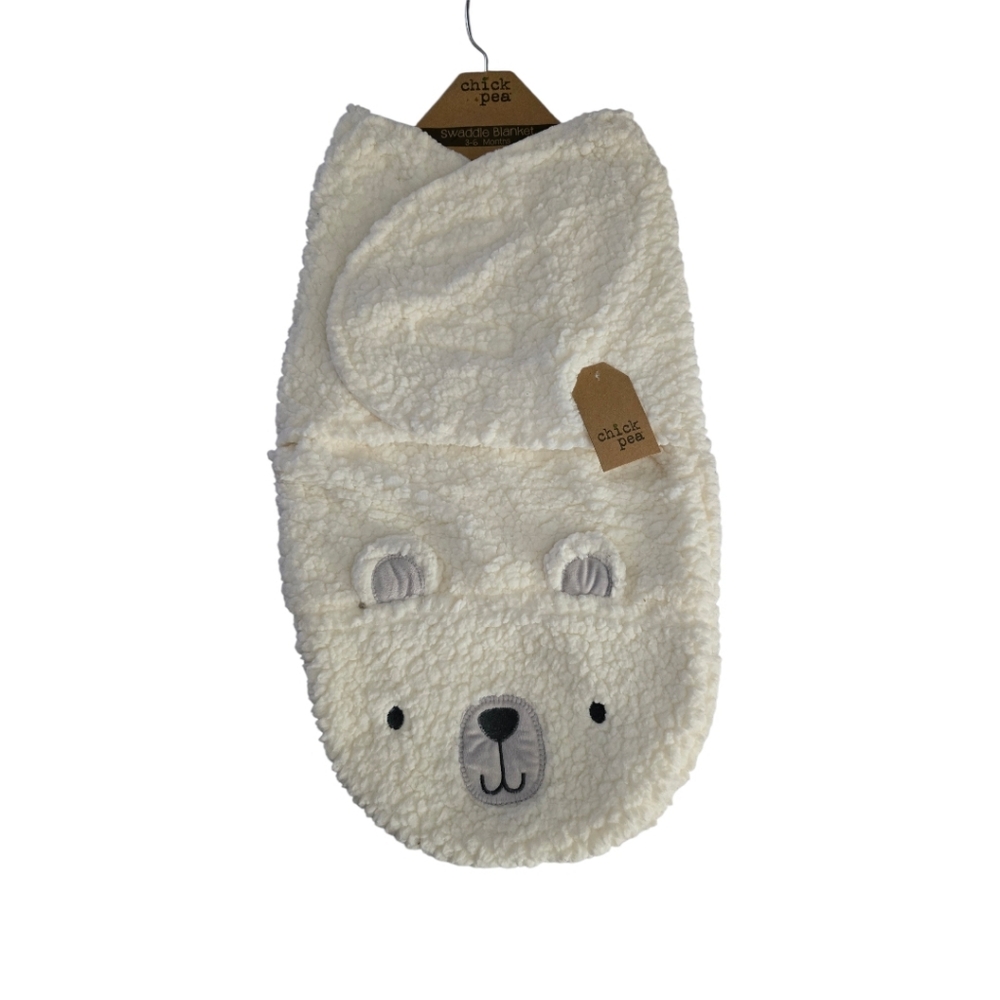 NWT Chick Pea Baby Polar Bear Sherpa Swaddle Blanket 3-6M